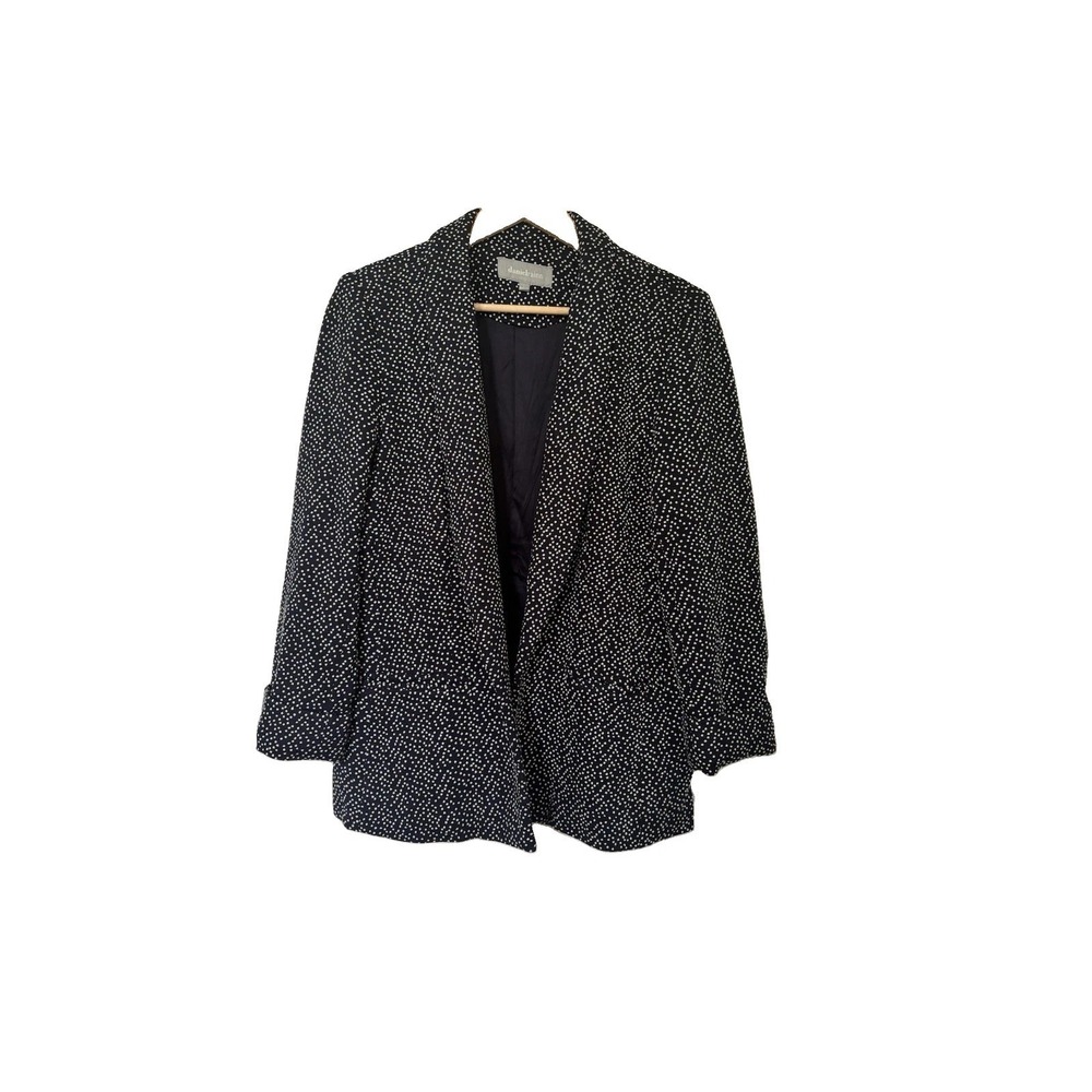 Navy Blue & White Polka Dot Blazer Womens Size Large Daniel Rainn Workwear Fall